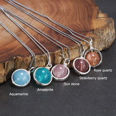 Real Pure 925 Sterling Silver Labradorite Pendant Necklace With Box Chain Simple Elegant Natural Gemstone Collier For Women