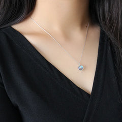 Natural Grey Moonstone s925 Sterling Silver Pendant Necklace Simple GemStone Chain Elegant Jewelry for Women