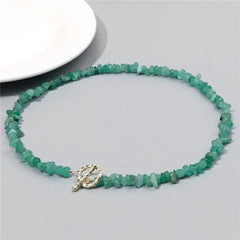 Natural Blue Stone Choker Necklace Aquamarine and Quartz Crystal Beads for Women