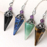 Healing Crystal Hexagon Stone Pendulums for Spiritual Dowsing Divination Natural Amethyst Rose Quartz Pendulum Pendant Pendule