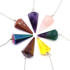 Healing Crystal Pendulum Divination Dowsing 7 Chakra Quartz Pendulums Natural Gemstone Reiki Wicca Spiritual Pendant Pendulos