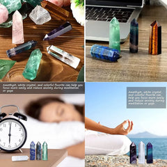 Natural Point Wand Rose Quartz & Amethyst Crystal for Healing and Home Decor