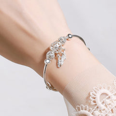 Stunning Silver Dreamcatcher Feather Bracelet
