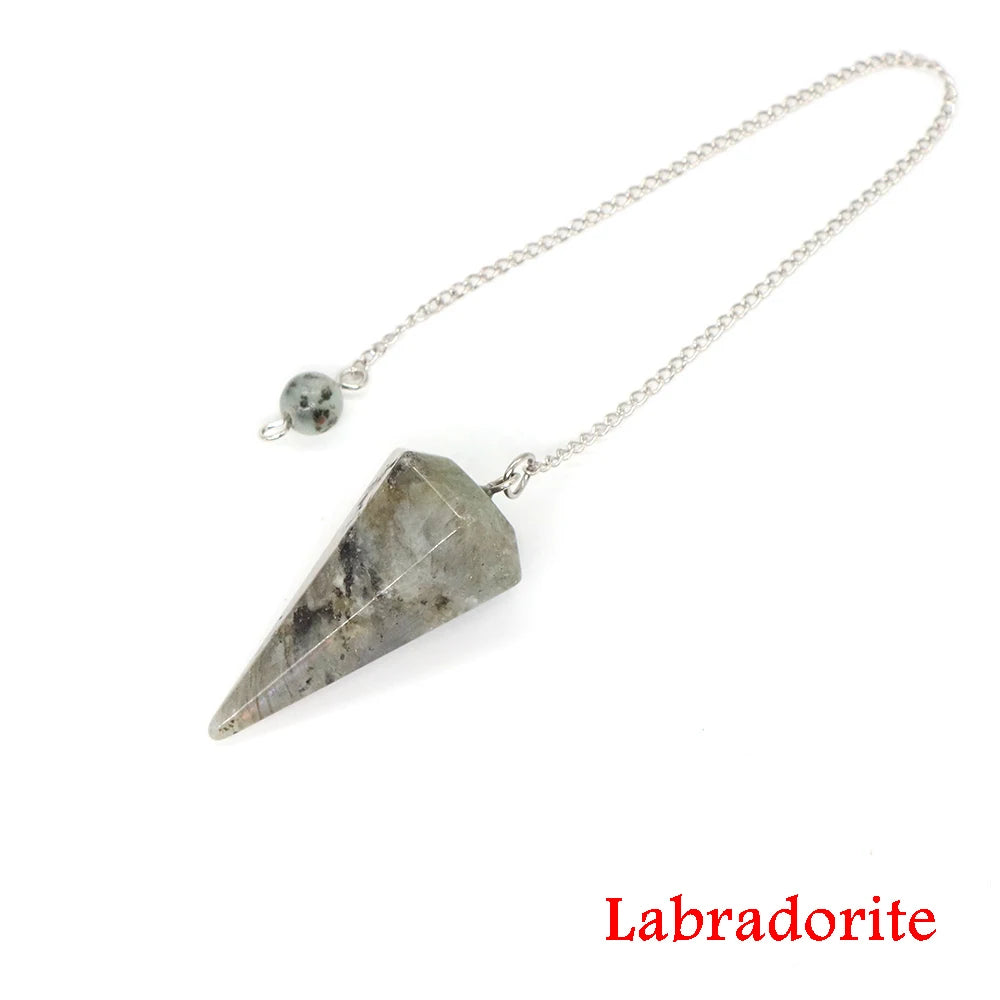 Healing Crystal Pendulum Divination Dowsing 7 Chakra Quartz Pendulums Natural Gemstone Reiki Wicca Spiritual Pendant Pendulos