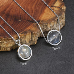 Real Pure 925 Sterling Silver Labradorite Pendant Necklace With Box Chain Simple Elegant Natural Gemstone Collier For Women