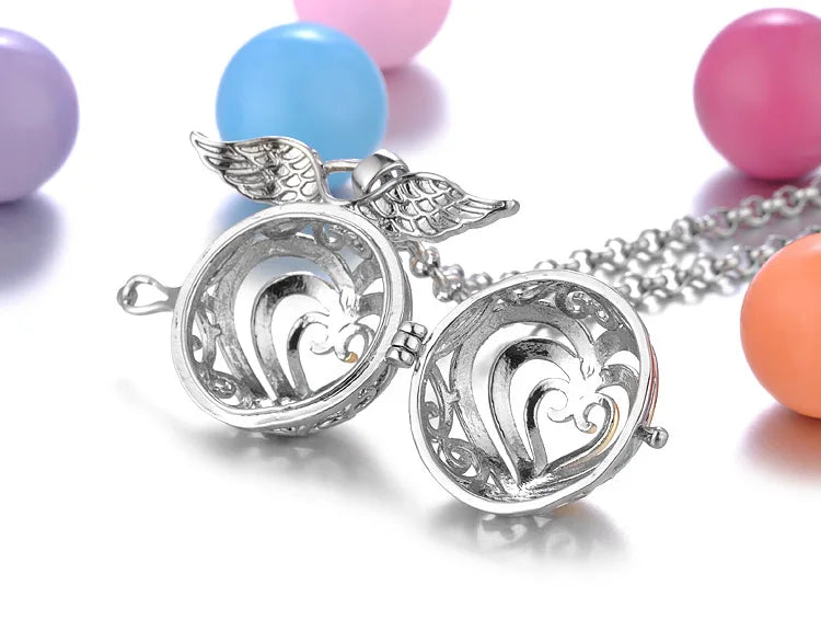 Russian Traditional Angel Wings Chime Necklace Essential Oil Diffuser Aromatherapy Pendant