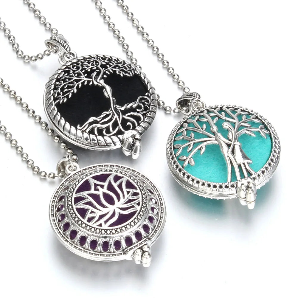 New Aromatherapy Diffuser Necklace Vintage Flower Butterfly Open Locket Aroma Pendant Perfume Essential Oil Diffuser Necklace