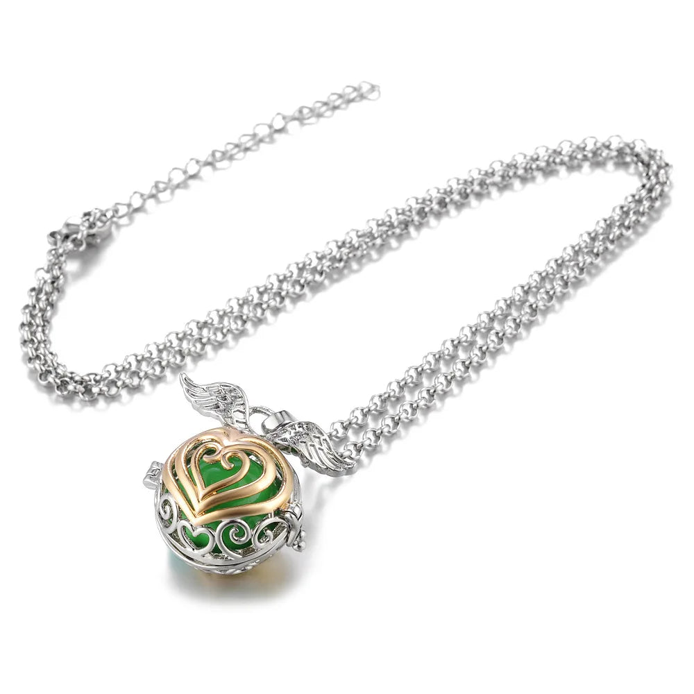 Russian Traditional Angel Wings Chime Necklace Essential Oil Diffuser Aromatherapy Pendant