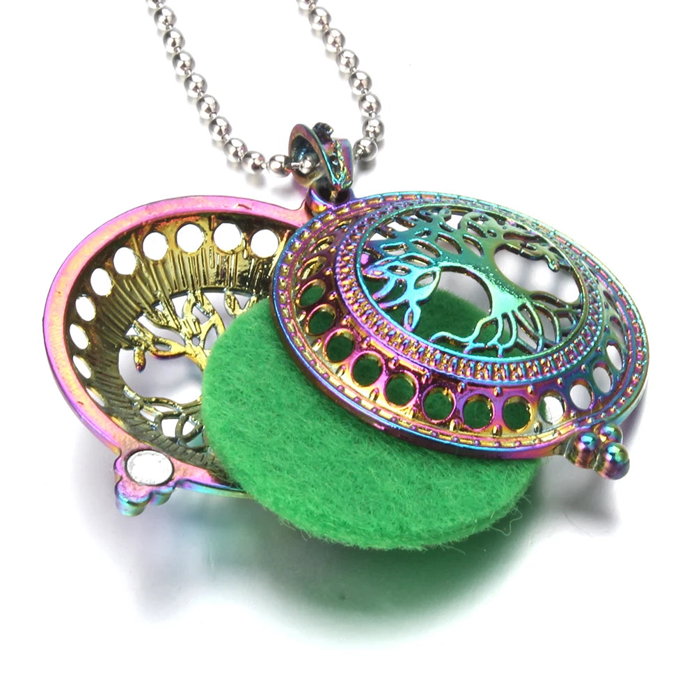 New Aromatherapy Diffuser Necklace Vintage Flower Butterfly Open Locket Aroma Pendant Perfume Essential Oil Diffuser Necklace