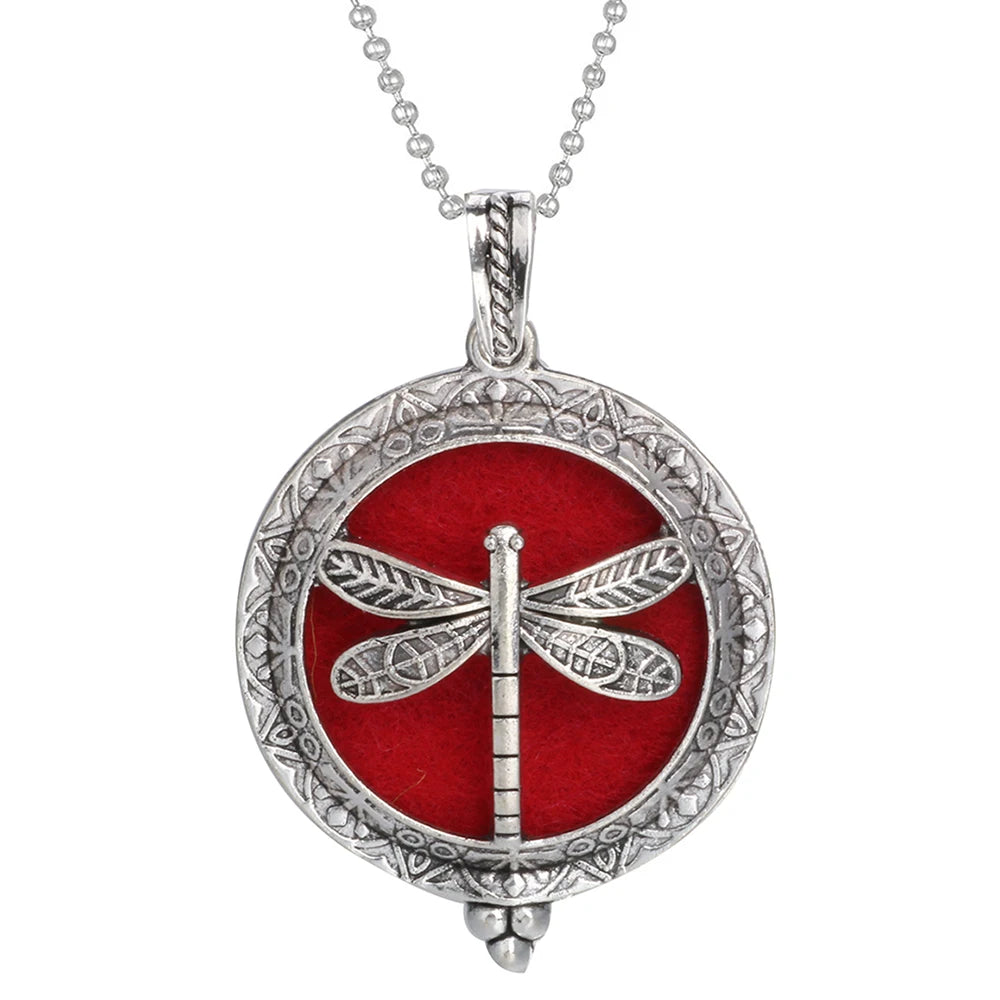 New Aromatherapy Diffuser Necklace Vintage Flower Butterfly Open Locket Aroma Pendant Perfume Essential Oil Diffuser Necklace