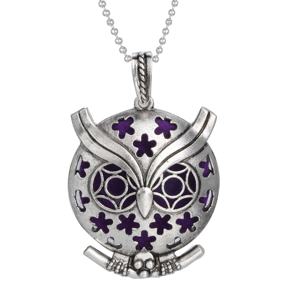 New Aromatherapy Diffuser Necklace Vintage Flower Butterfly Open Locket Aroma Pendant Perfume Essential Oil Diffuser Necklace