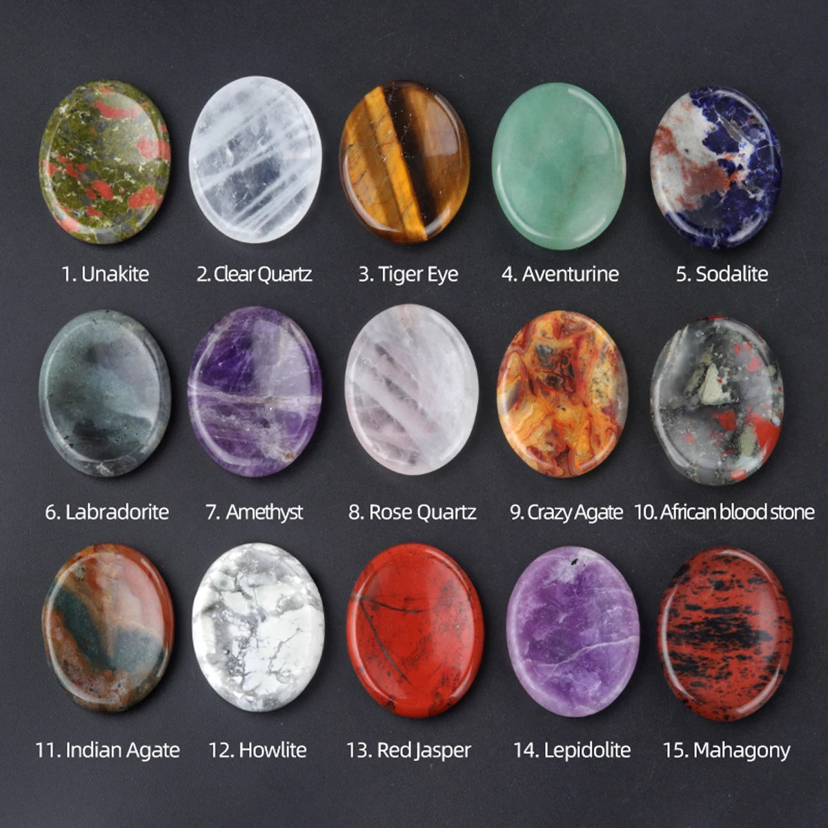 Thumb Worry Stone Oval Quartz Healing Crystal Chakra & Natural Gemstone Decor