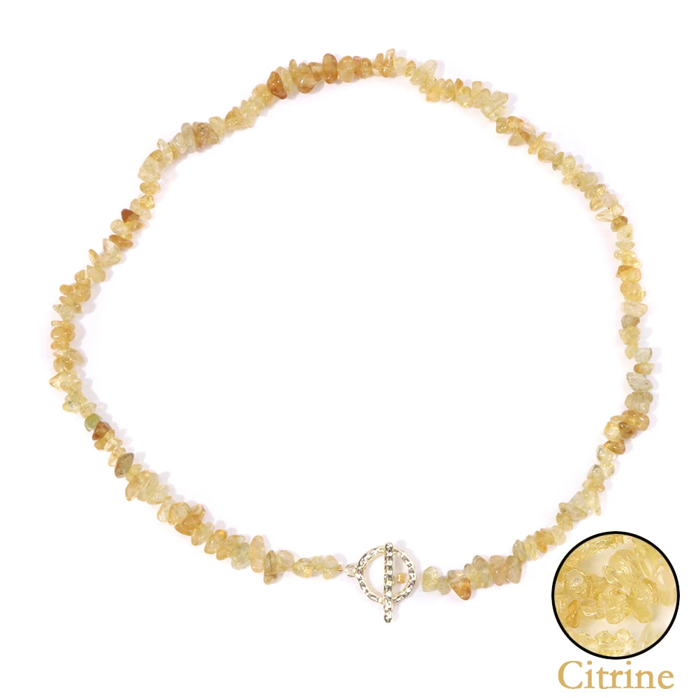 Natural Blue Stone Choker Necklace Aquamarine and Quartz Crystal Beads for Women