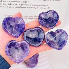 Natural Crystal Dream Amethyst Heart Shaped Crystal Stone Home Decoration Ornaments Energy Gemstone Crafts Reiki Healing Gifts