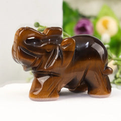 Hand-Carved Crystal Elephant – Rose Quartz & Amethyst