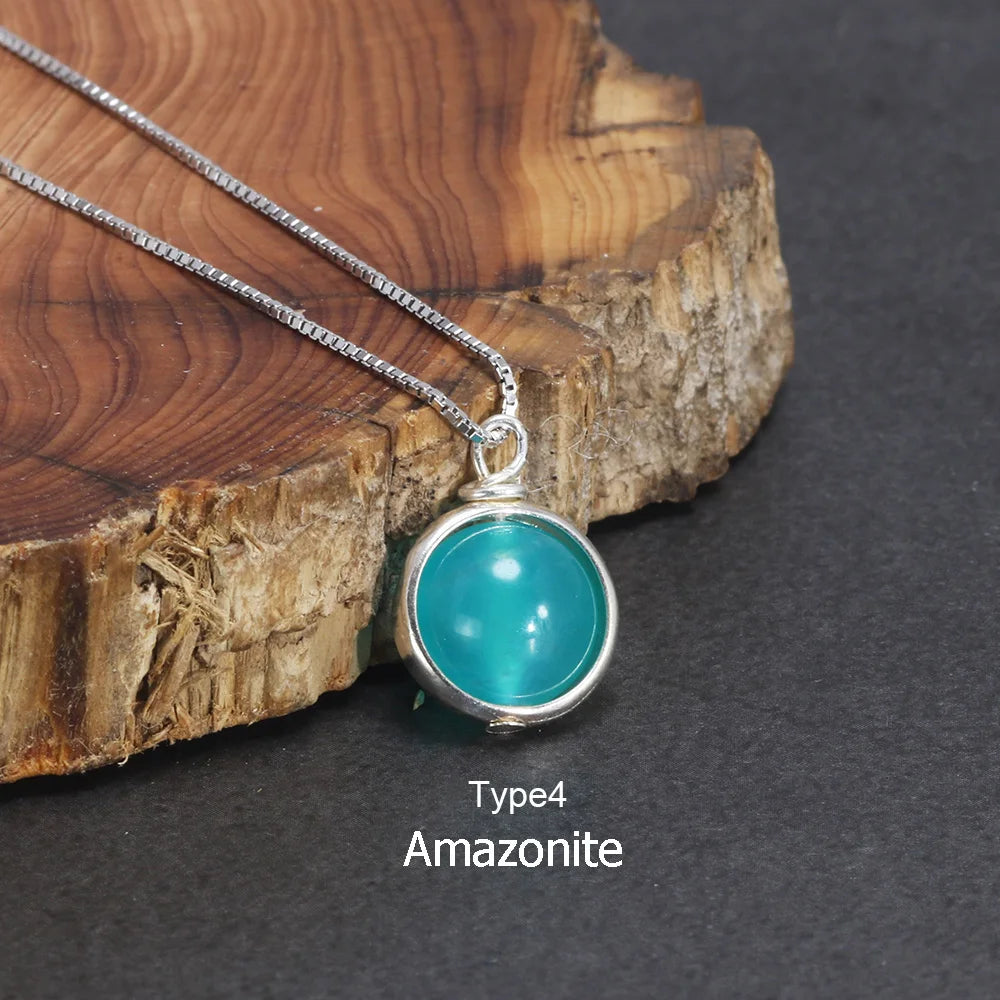 Real Pure 925 Sterling Silver Labradorite Pendant Necklace With Box Chain Simple Elegant Natural Gemstone Collier For Women