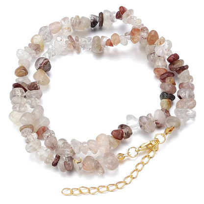 Natural Blue Stone Choker Necklace Irregular Healing Gravel Aquamarines Crystal Quartz Chip Beads Necklace For Women Jewelry