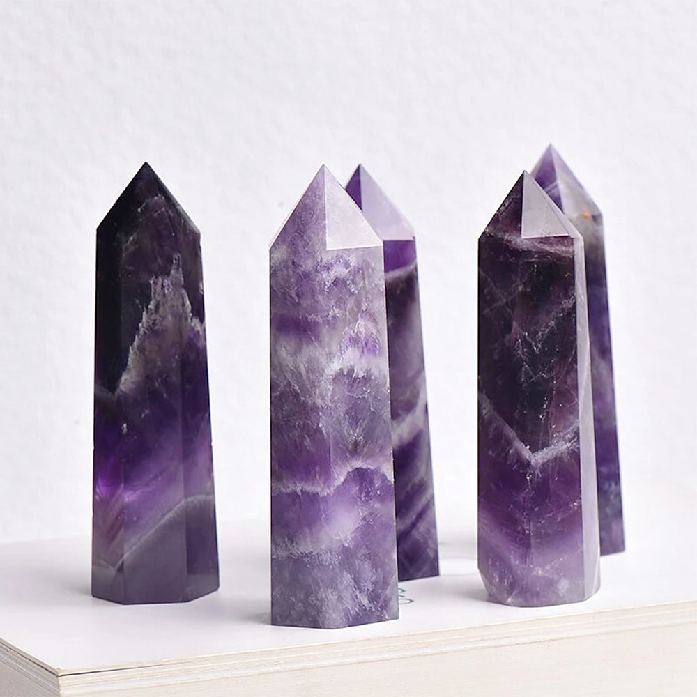 Natural Point Wand Rose Quartz & Amethyst Crystal for Healing and Home Decor