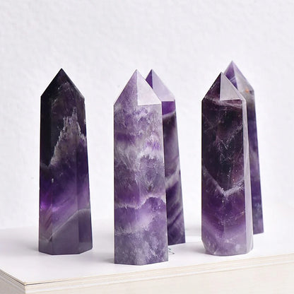 Natural Point Wand Rose Quartz & Amethyst Crystal for Healing and Home Decor