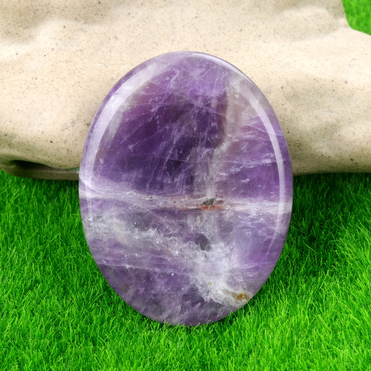Thumb Worry Stone Oval Quartz Healing Crystal Chakra & Natural Gemstone Decor
