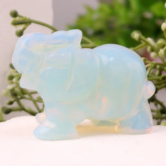 Hand-Carved Crystal Elephant – Rose Quartz & Amethyst