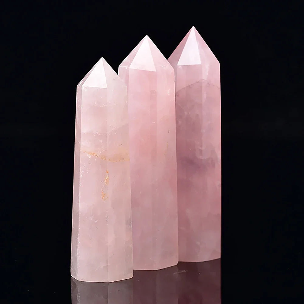 Natural Point Wand Rose Quartz & Amethyst Crystal for Healing and Home Decor