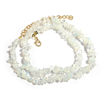 Natural Blue Stone Choker Necklace Irregular Healing Gravel Aquamarines Crystal Quartz Chip Beads Necklace For Women Jewelry