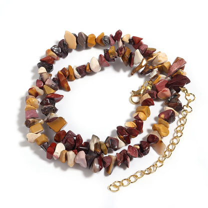 Natural Blue Stone Choker Necklace Irregular Healing Gravel Aquamarines Crystal Quartz Chip Beads Necklace For Women Jewelry