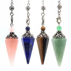 Healing Crystal Hexagon Stone Pendulums for Spiritual Dowsing Divination Natural Amethyst Rose Quartz Pendulum Pendant Pendule