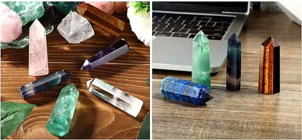 Natural Point Wand Rose Quartz & Amethyst Crystal for Healing and Home Decor