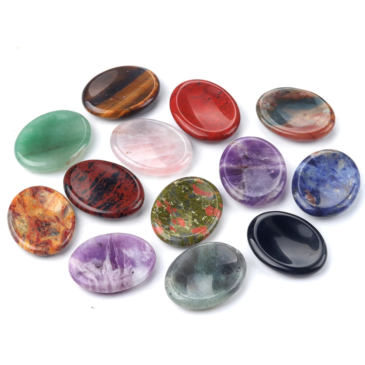 Thumb Worry Stone Oval Quartz Healing Crystal Chakra & Natural Gemstone Decor
