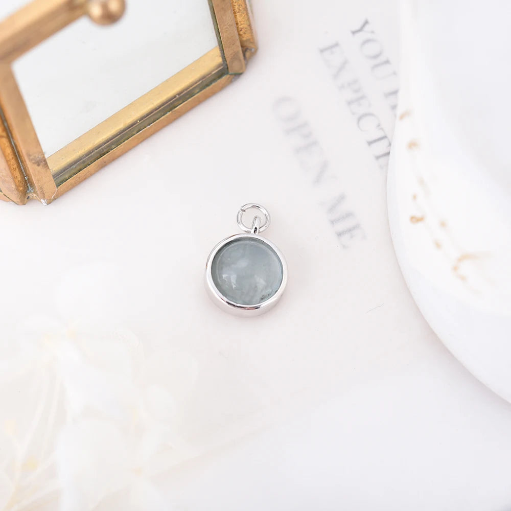 ITSMOS Natural Labradorite Moonstone Pendant Necklace Simple Round Rose Quartz Amethyst Stone Elegant Jewelry for Women Romatic
