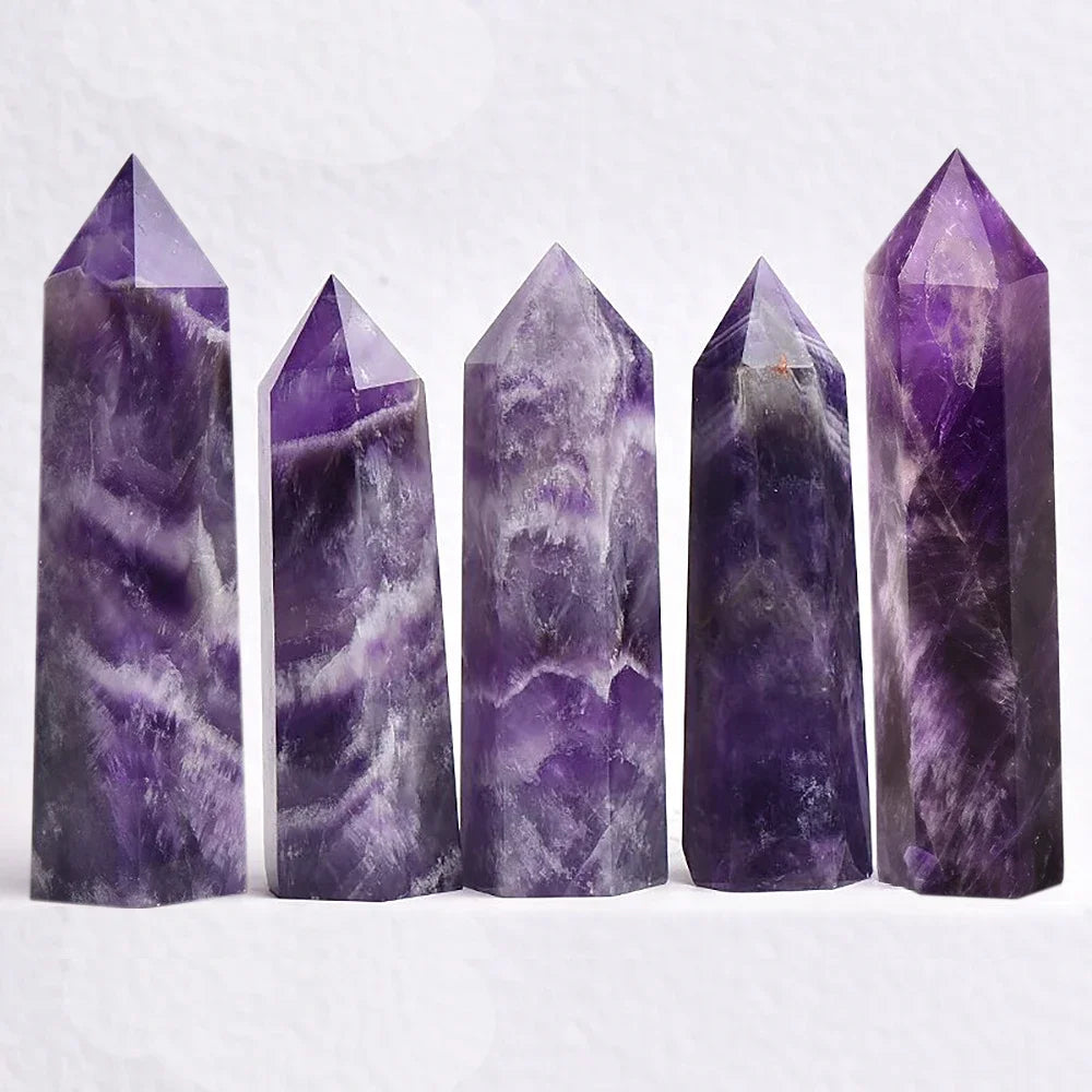 Natural Point Wand Rose Quartz & Amethyst Crystal for Healing and Home Decor