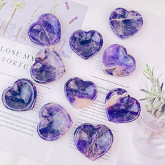 Natural Crystal Dream Amethyst Heart Shaped Crystal Stone Home Decoration Ornaments Energy Gemstone Crafts Reiki Healing Gifts