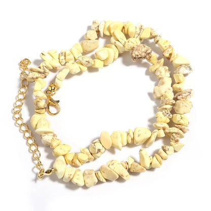 Natural Blue Stone Choker Necklace Irregular Healing Gravel Aquamarines Crystal Quartz Chip Beads Necklace For Women Jewelry