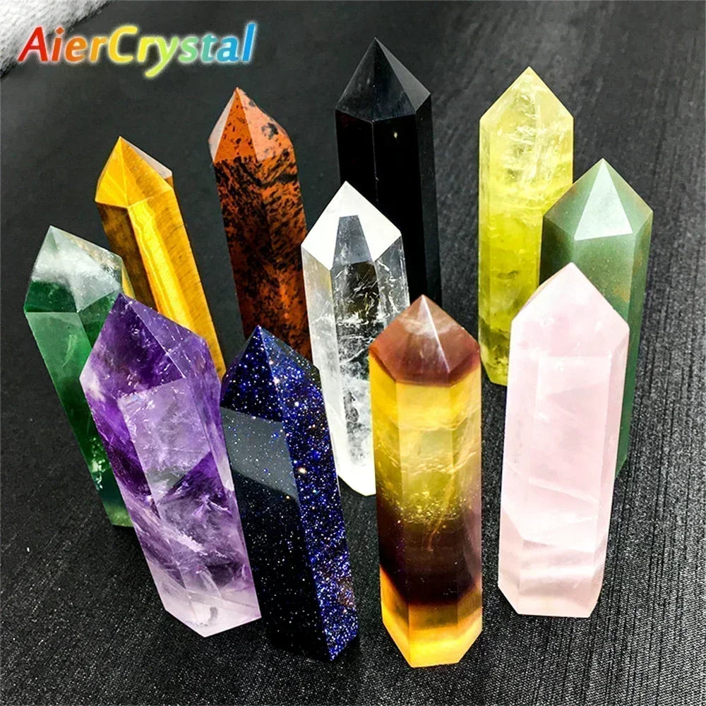 Natural Point Wand Rose Quartz & Amethyst Crystal for Healing and Home Decor