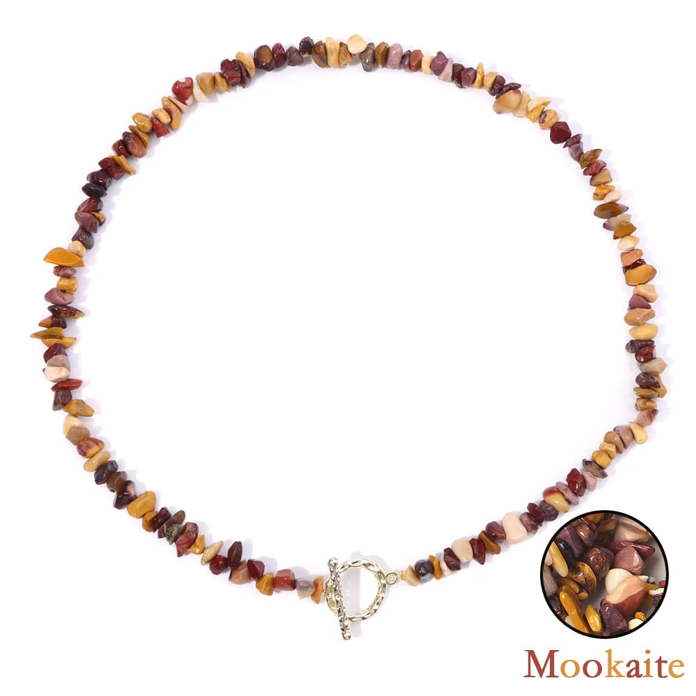Natural Blue Stone Choker Necklace Aquamarine and Quartz Crystal Beads for Women