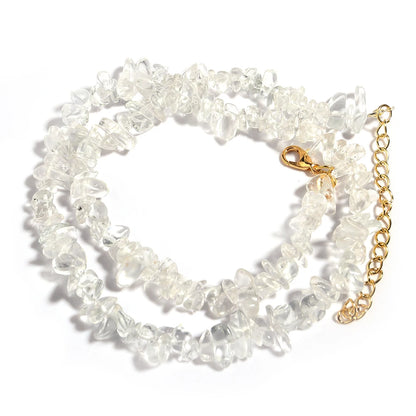 Natural Blue Stone Choker Necklace Irregular Healing Gravel Aquamarines Crystal Quartz Chip Beads Necklace For Women Jewelry