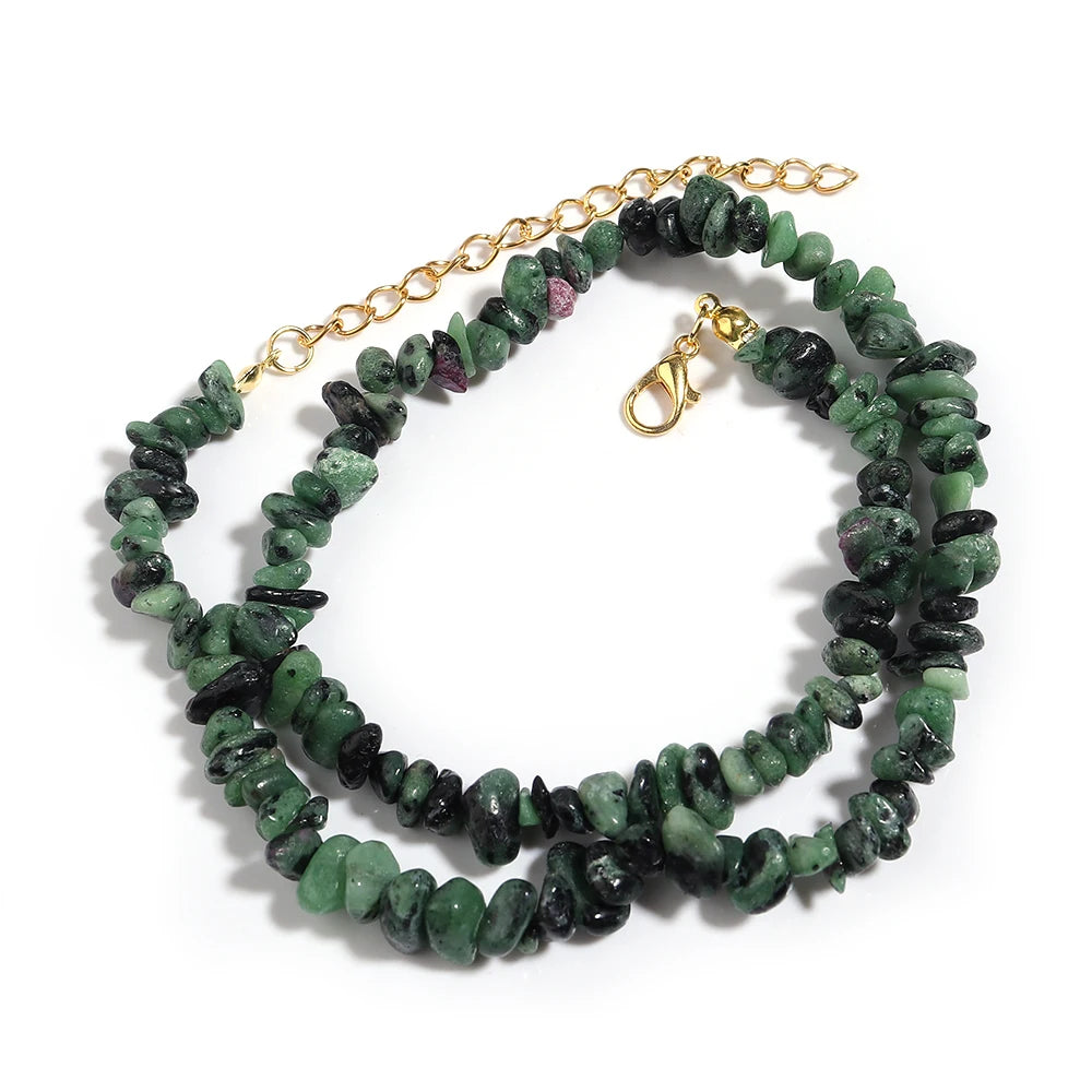 Natural Blue Stone Choker Necklace Irregular Healing Gravel Aquamarines Crystal Quartz Chip Beads Necklace For Women Jewelry