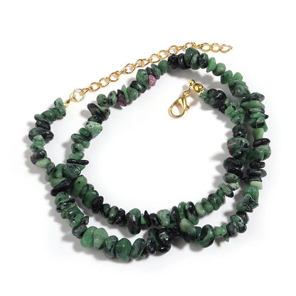 Natural Blue Stone Choker Necklace Irregular Healing Gravel Aquamarines Crystal Quartz Chip Beads Necklace For Women Jewelry