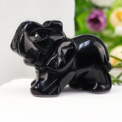 Hand-Carved Crystal Elephant – Rose Quartz & Amethyst