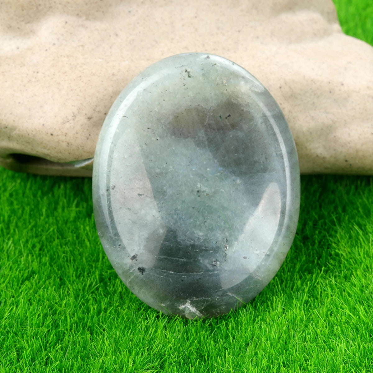 Thumb Worry Stone Oval Quartz Healing Crystal Chakra & Natural Gemstone Decor