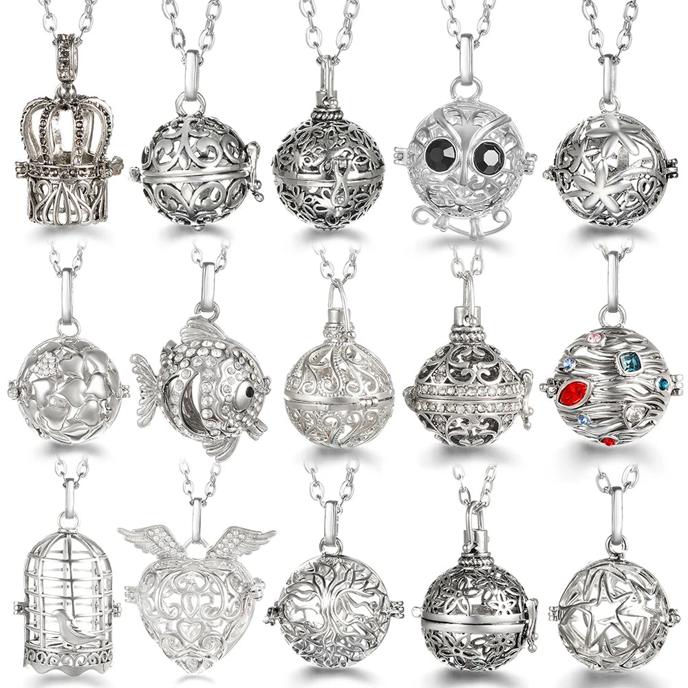 Russian Traditional Angel Wings Chime Necklace Essential Oil Diffuser Aromatherapy Pendant