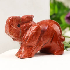Hand-Carved Crystal Elephant – Rose Quartz & Amethyst