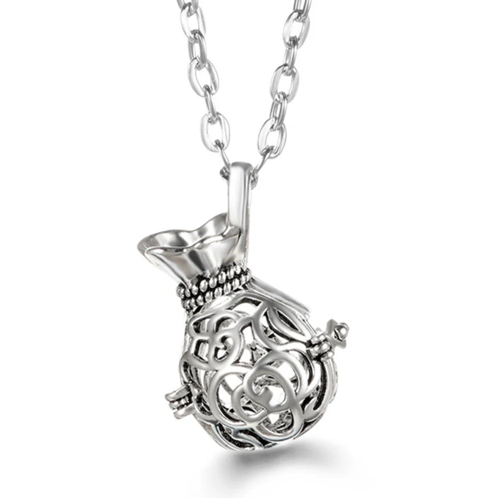 Russia Tradition Chime Exquisite Angel Wings Caller Necklace Essential Oil Diffuser Pregnant Woman Aromatherapy Pendant Jewelry