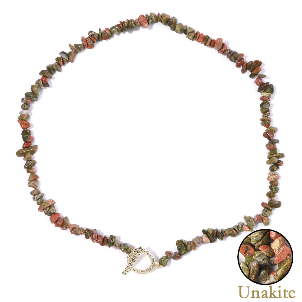Natural Blue Stone Choker Necklace Aquamarine and Quartz Crystal Beads for Women