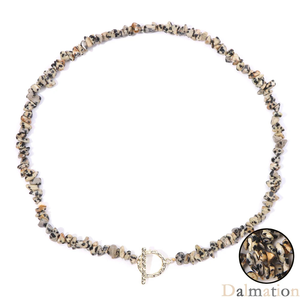 Natural Blue Stone Choker Necklace Aquamarine and Quartz Crystal Beads for Women