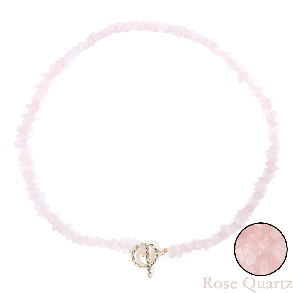 Natural Blue Stone Choker Necklace Aquamarine and Quartz Crystal Beads for Women