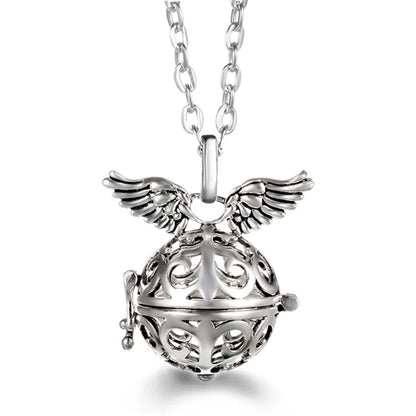 Russia Tradition Chime Exquisite Angel Wings Caller Necklace Essential Oil Diffuser Pregnant Woman Aromatherapy Pendant Jewelry