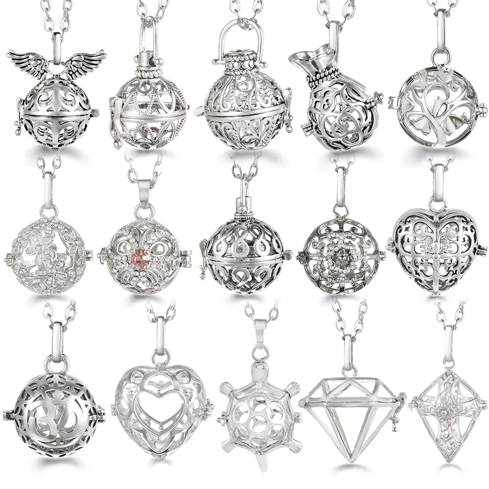 Russian Traditional Angel Wings Chime Necklace Essential Oil Diffuser Aromatherapy Pendant